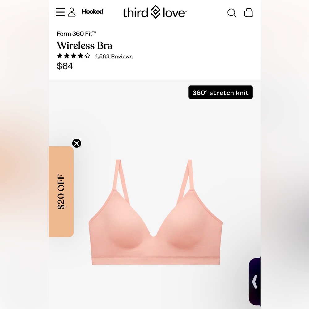 NWT THIRD LOVE SIZE SM+ WIRELESS PLUNGE BRA IN EVENING SAND.